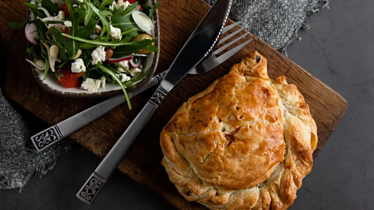 Butternut squash, spinach anf feta cheese pie